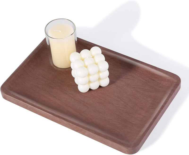 karibiber Marble Vanity Tray, 11.8in Sandstone Bathroom Kitchen Tray for Countertop, Decorative Dresser Organizer, Perfume Storage, Jewelry Holder, Brown Stone Gift for Man - Image 1